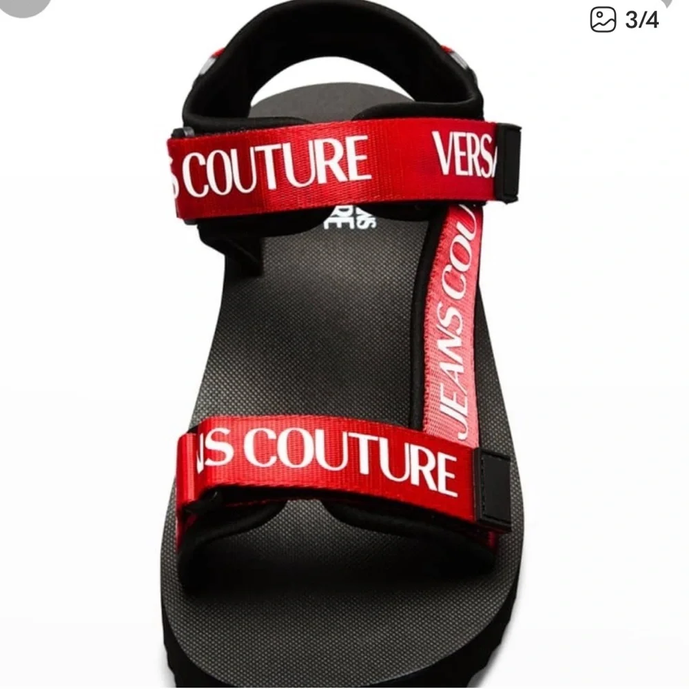 NEW size 43 Versace jeans couture red/black logo strap sandals unisex